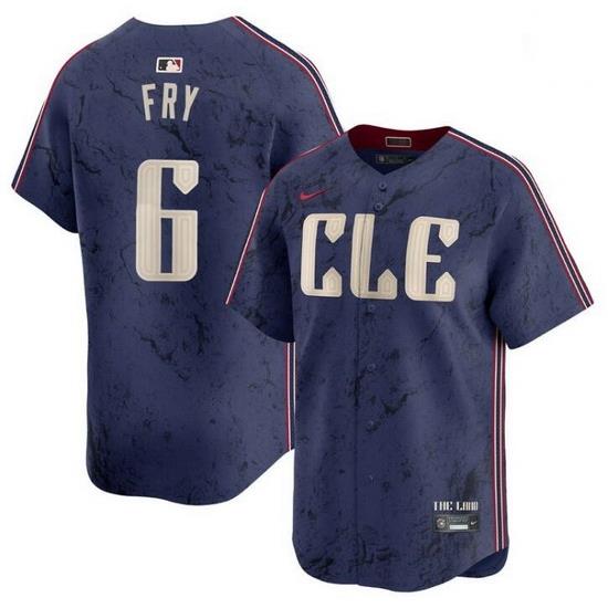 Men Cleveland Guardians 6 David Fry Navy 2024 City Connect Limited Stitched Baseball Jersey