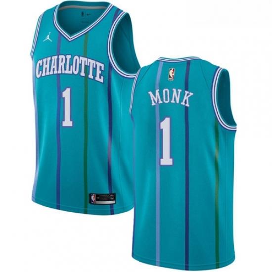 Womens Nike Jordan Charlotte Hornets 1 Malik Monk Swingman Aqua Hardwood Classics NBA Jersey