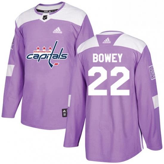 Mens Adidas Washington Capitals 22 Madison Bowey Authentic Purple Fights Cancer Practice NHL Jersey