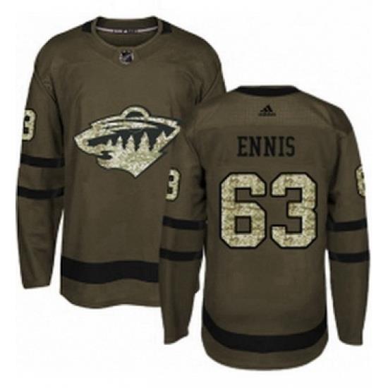 Mens Adidas Minnesota Wild 63 Tyler Ennis Authentic Green Salute to Service NHL Jersey