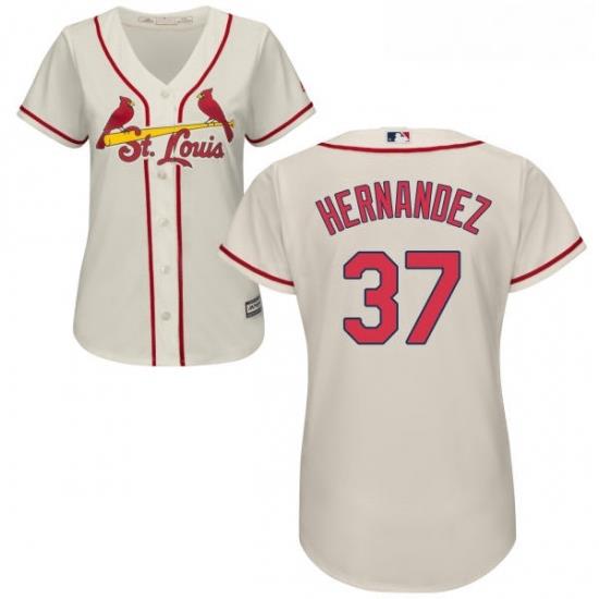 Womens Majestic St Louis Cardinals 37 Keith Hernandez Replica Cream Alternate Cool Base MLB Jersey
