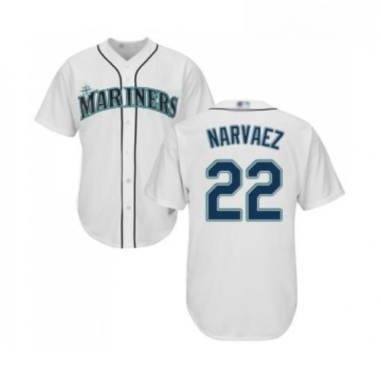Youth Seattle Mariners 22 Omar Narvaez Replica White Home Cool Base Baseball Jersey