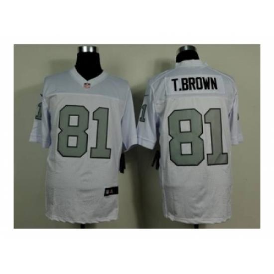 Nike Oakland Raiders 81 Tim BroWn White Elite number silver NFL Jersey