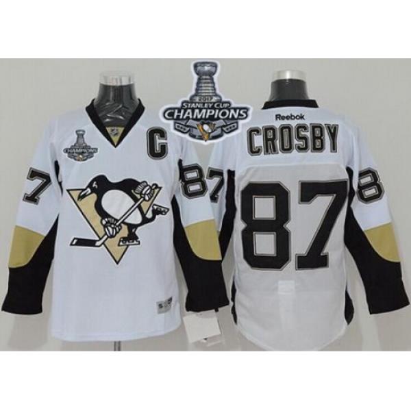 Penguins #87 Sidney Crosby White 2017 Stanley Cup Finals Champions Stitched NHL Jersey