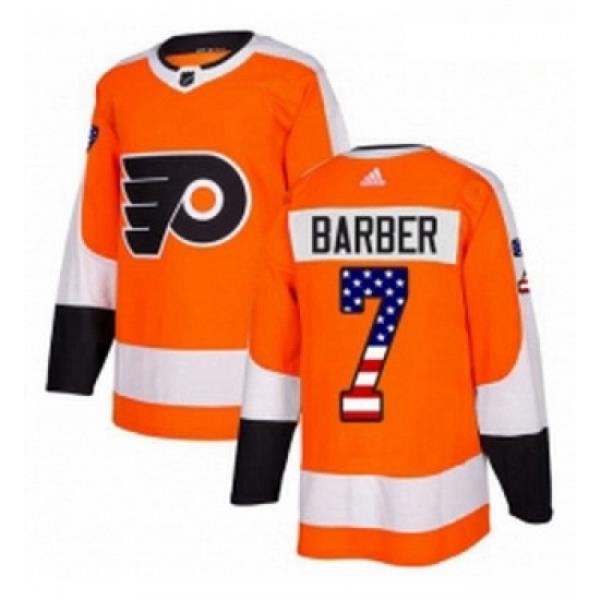 Youth Adidas Philadelphia Flyers 7 Bill Barber Authentic Orange USA Flag Fashion NHL Jersey