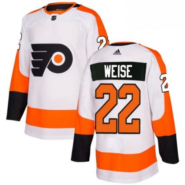 Mens Adidas Philadelphia Flyers 22 Dale Weise Authentic White Away NHL Jersey