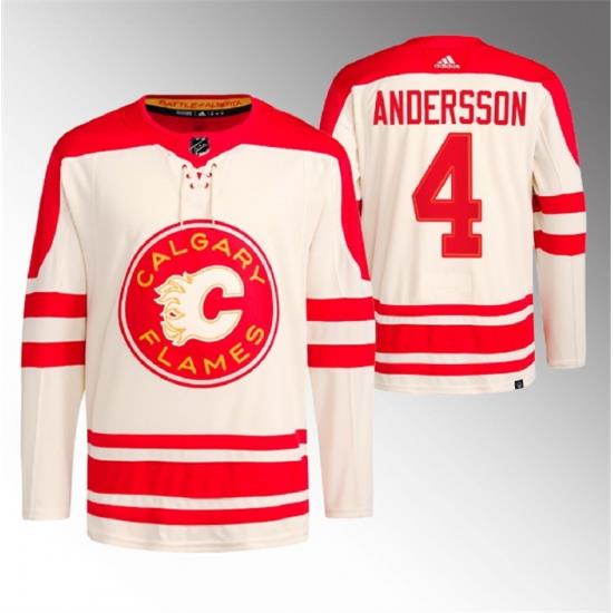Men Calgary Flames 4 Rasmus Andersson 2023 Cream Classic Primegreen Stitched Jersey