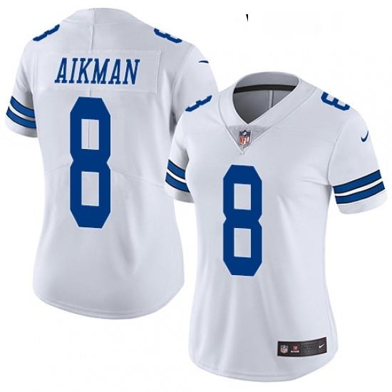 Womens Nike Dallas CoWboys 8 Troy Aikman White Vapor Untouchable Limited Player NFL Jersey