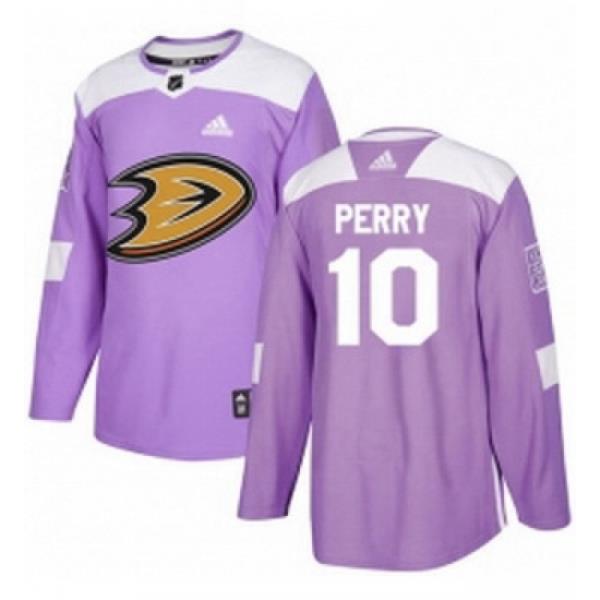 Youth Adidas Anaheim Ducks 10 Corey Perry Authentic Purple Fights Cancer Practice NHL Jersey