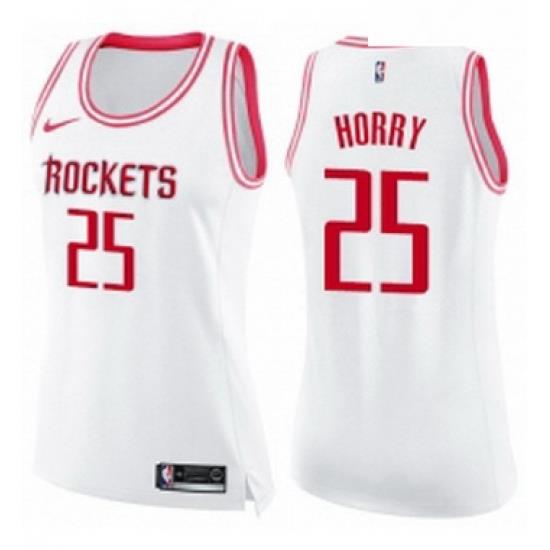 Womens Nike Houston Rockets 25 Robert Horry Swingman WhitePink Fashion NBA Jersey
