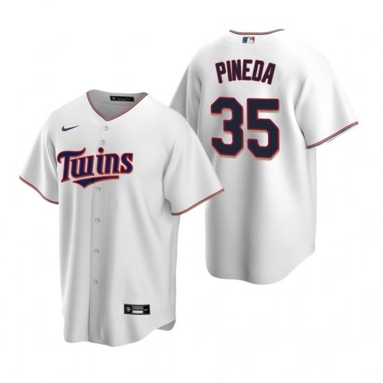 Mens Nike Minnesota TWins 35 Michael Pineda White Home Stitched Baseball Jersey
