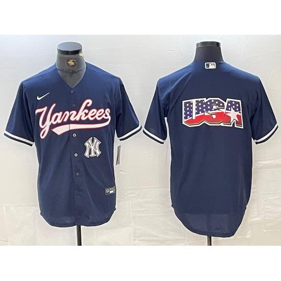 Men NeW York Yankees Big LOGO Navy Cool Base Stitched Baseball Jersey 23