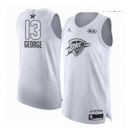 Mens Nike Jordan Oklahoma City Thunder 13 Paul George Authentic White 2018 All Star Game NBA Jersey
