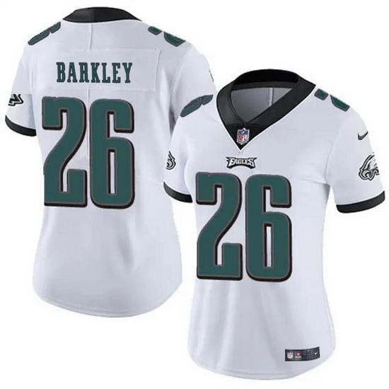 Women Philadelphia Eagles 26 Saquon Barkley White Vapor Untouchable Limited Stitched Football Jersey