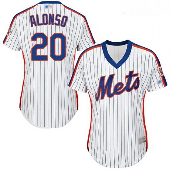 Mets #20 Pete Alonso White 28Blue Strip Alternate Women Stitched Baseball Jersey