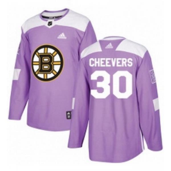 Youth Adidas Boston Bruins 30 Gerry Cheevers Authentic Purple Fights Cancer Practice NHL Jersey