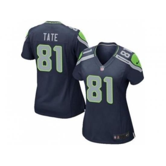 Women Nike Seattle Seahawks 81 Golden Tate Blue Jerseys