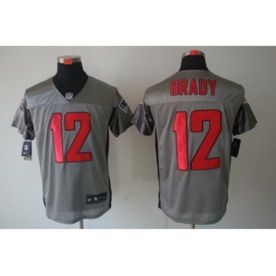Nike NeW England Patriots 12 Tom Brady Grey Elite ShadoW NFL Jersey