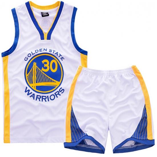 Youth NBA Golden State Warriors 30# Steve Curry White Suit Sets