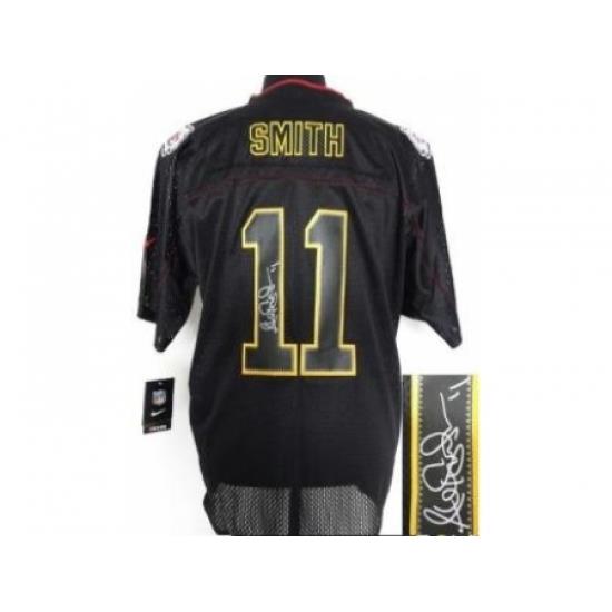 Nike Kansas City Chiefs 11 Alex Smith Black Elite Light Out Signed NFL Jersey