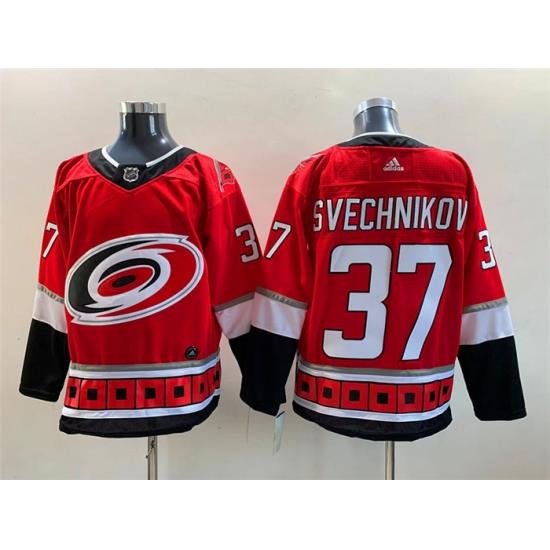 Men Carolina Hurricanes 37 Andrei Svechnikov Red Stitched Jersey