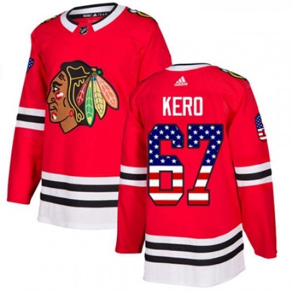 Youth Adidas Chicago Blackhawks 67 Tanner Kero Authentic Red USA Flag Fashion NHL Jersey