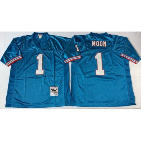 Men Oilers 1 Moon Blue M&N Throwback Jersey