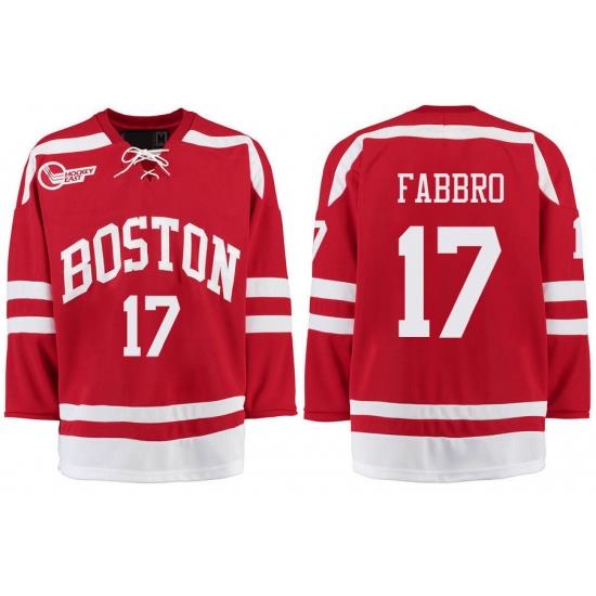 Boston University Terriers BU 17 Dante Fabbro Red Stitched Hockey Jersey