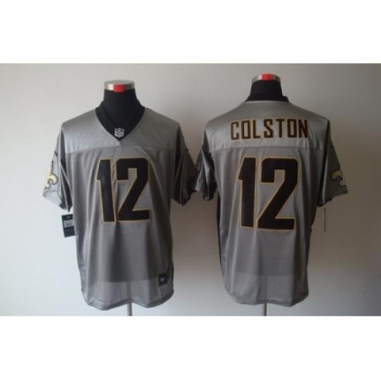 Nike New Orleans Saints 12 Marques Colston Grey Elite Shadow NFL Jersey