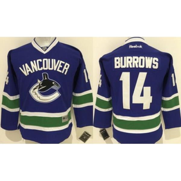 Canucks #14 Alex Burrows Blue Youth Stitched NHL Jersey II