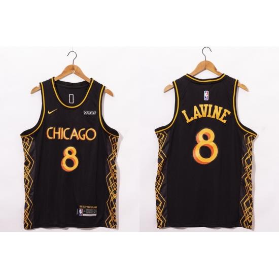 Men Chicago Bulls 8 Zach LaVine NEW Black Nike 2021 Swingman City Edition Jersey