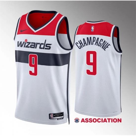 Men Washington Wizards 9 Justin Champagnie White Association Edition Stitched Basketball Jersey