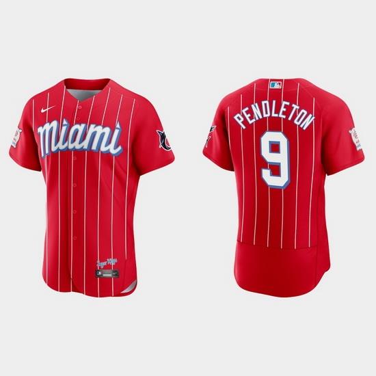 Miami Marlins 9 Terry Pendleton Men Nike 2021 City Connect Authentic MLB Jersey Red