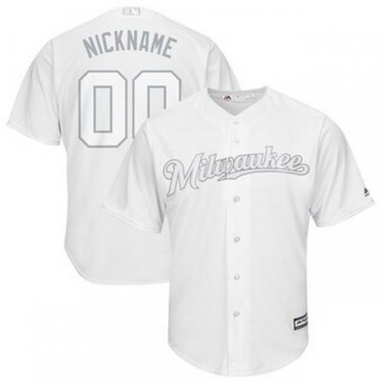 Men Women Youth Toddler All Size Milwaukee Brewers Majestic 2019 Players Weekend Cool Base Roster Custom White Jersey