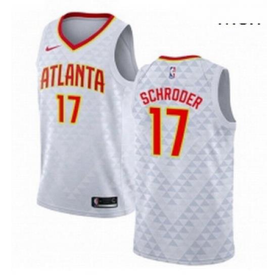 Mens Nike Atlanta Hawks 17 Dennis Schroder Authentic White NBA Jersey Association Edition