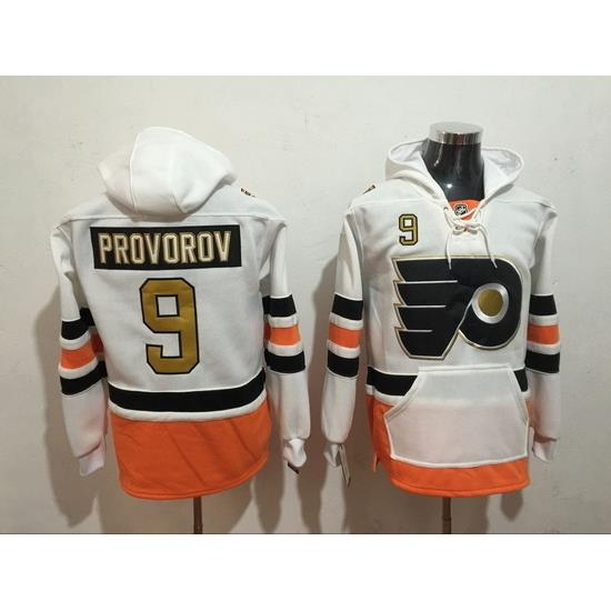 Men's Philadelphia Flyers 9 Ivan Provorov White Stitched Hoody