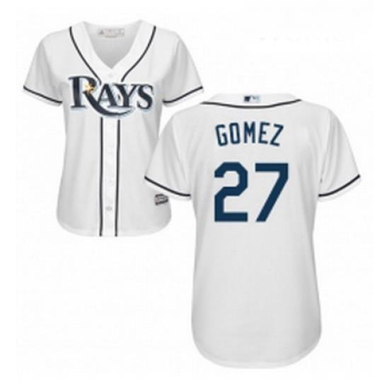 Womens Majestic Tampa Bay Rays 27 Carlos Gomez Replica White Home Cool Base MLB Jersey