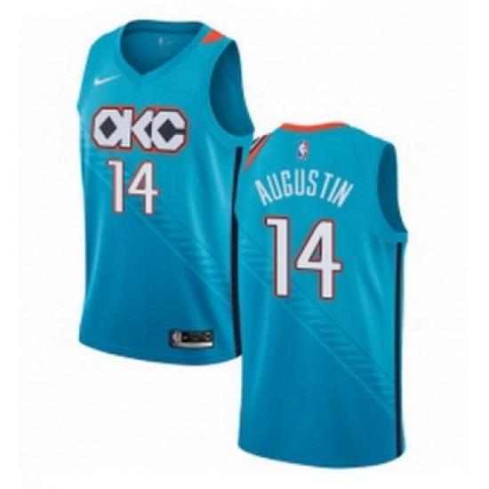 Youth Nike Oklahoma City Thunder 14 DJ Augustin Swingman Turquoise NBA Jersey City Edition