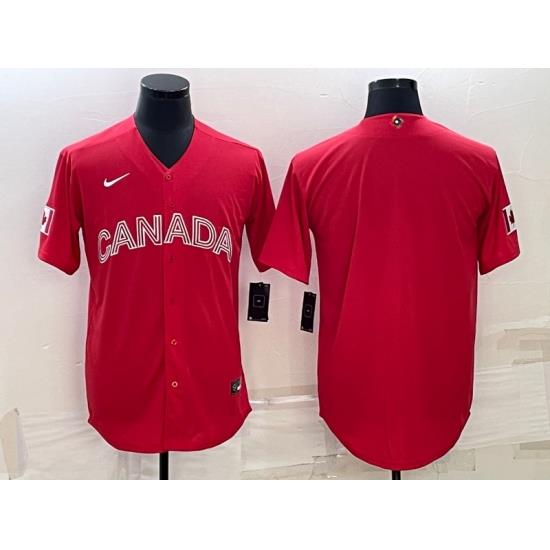 Men Canada Baseball Blank 2023 Red World Baseball Classic Stitched Jersey