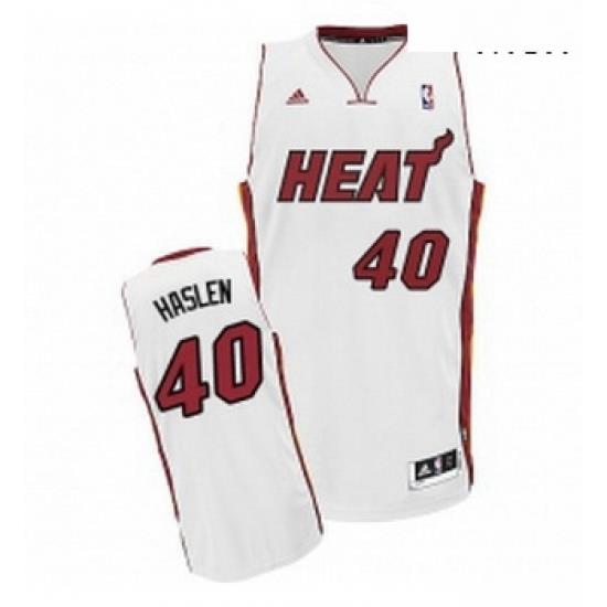 Mens Adidas Miami Heat 40 Udonis Haslem Swingman White Home NBA Jersey