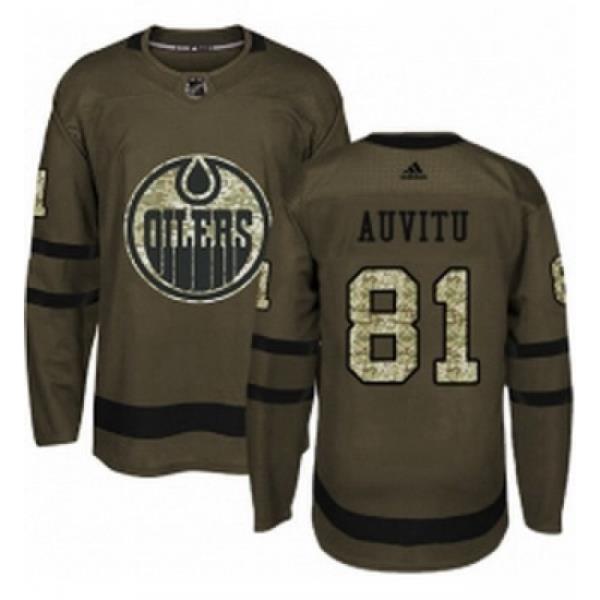 Youth Adidas Edmonton Oilers 81 Yohann Auvitu Authentic Green Salute to Service NHL Jersey