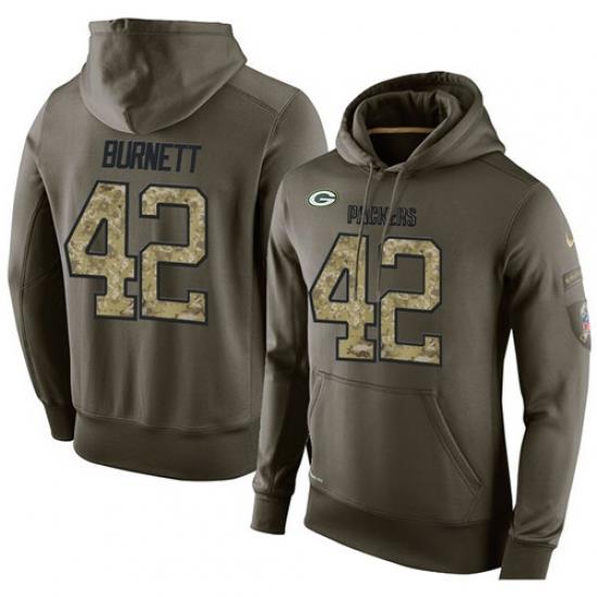 NFL Nike Green Bay Packers 42 Morgan Burnett Green Salute To Service Mens Pullover Hoodie