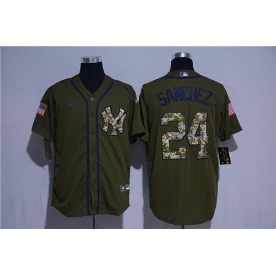 Yankees 24 Gary Sanchez Olive 2020 Nike Cool Base Jersey
