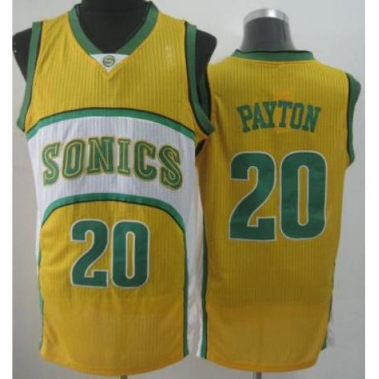 Seattle SuperSonics 20 Gary Payton Yellow Throwback Revolution 30 NBA Basketball Jerseys-2