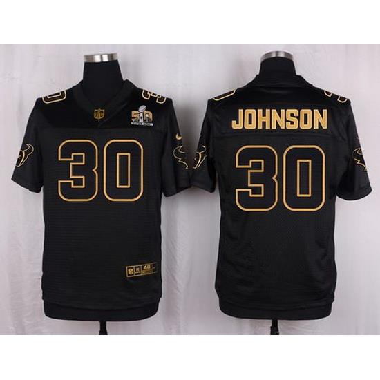 Nike Texans #30 Kevin Johnson Black Mens Stitched NFL Elite Pro Line Gold Collection Jersey