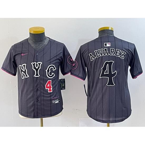 Youth New York Mets 4 Francisco Alvarez Graphite 2024 City Connect Limited Stitched Baseball Jersey 1