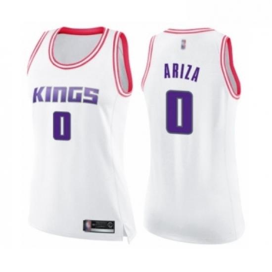 Womens Sacramento Kings 0 Trevor Ariza Swingman White Pink Fashion Basketball Jersey