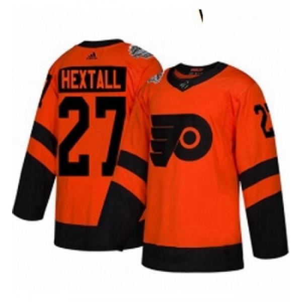 Womens Adidas Philadelphia Flyers 27 Ron Hextall Orange Authentic 2019 Stadium Series Stitched NHL Jersey