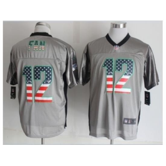 Nike Seattle Seahawks 12 Fan Grey Elite USA Flag Fashion Shadow NFL Jersey