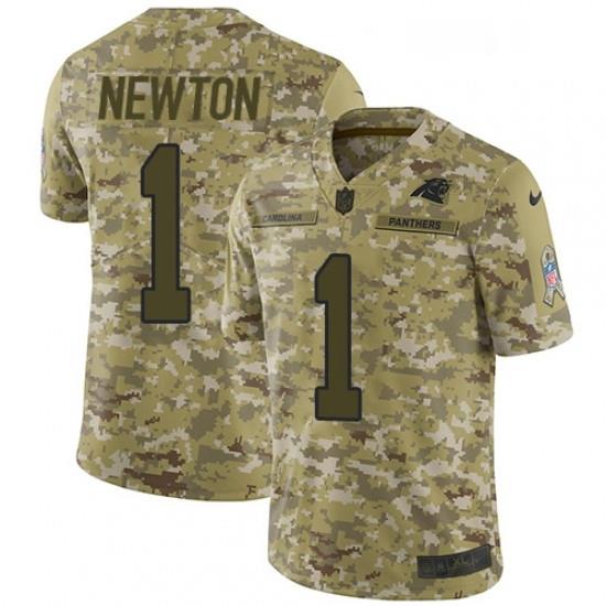 Mens Nike Carolina Panthers 1 Cam NeWton Limited Camo 2018 Salute to Service NFL Jersey
